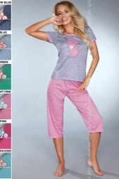 Piżama Caty 718 Grey-Pink (Szaro-różowa, odcień fuksji)